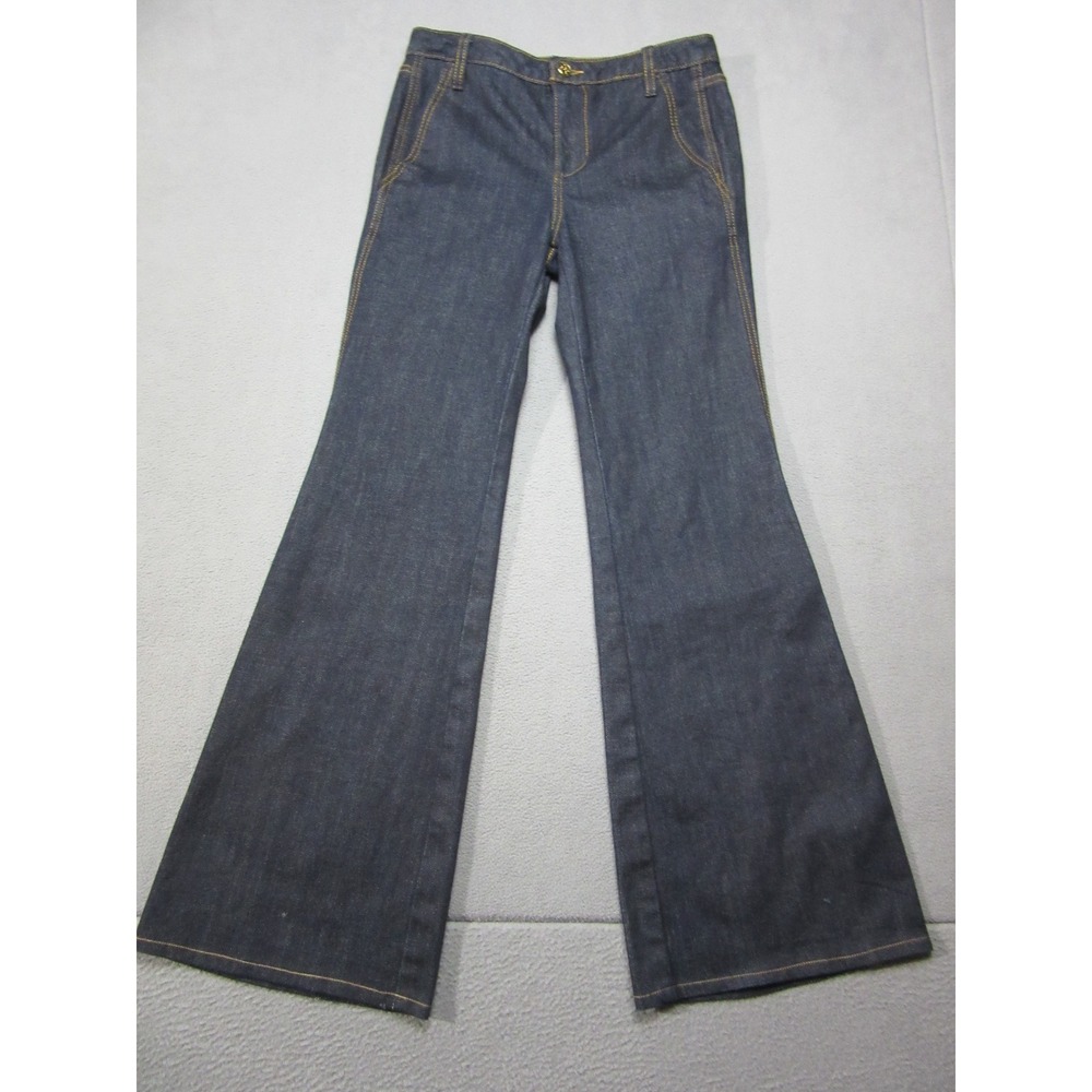 Tory Burch Flare Jeans Womens 26 Blue Dark Wash Wide Leg Denim Indigo Boho